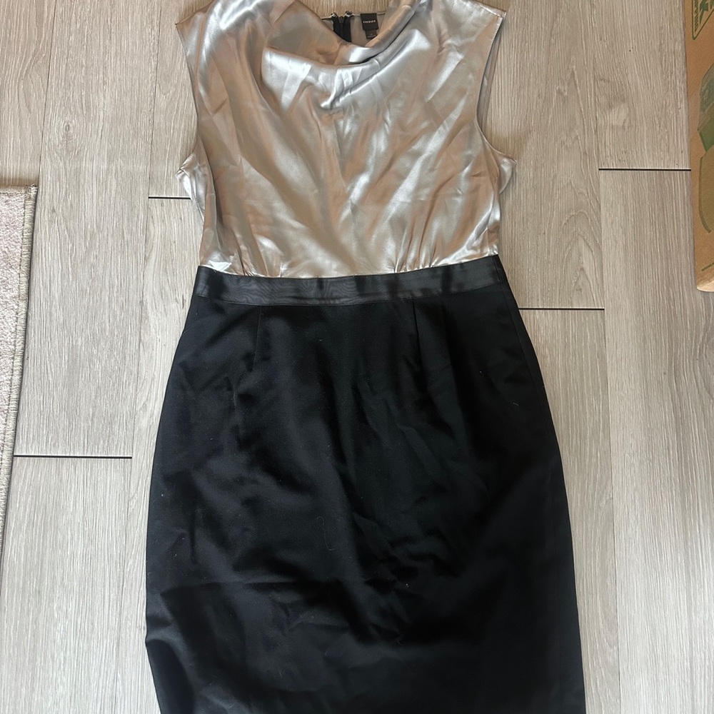 Elegant Silver and Black Sleeveless Dress